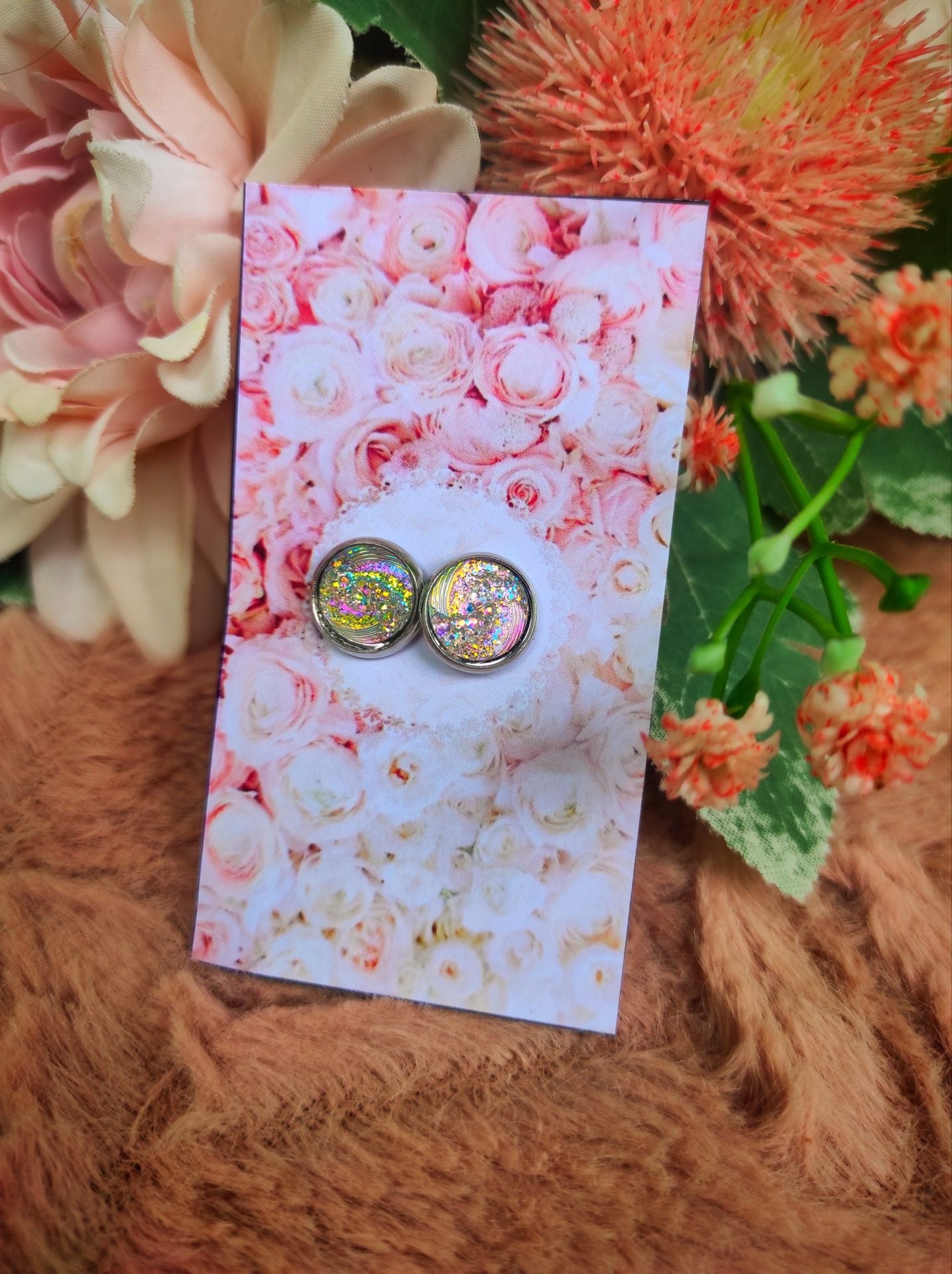 Druzy fülbevaló csavart